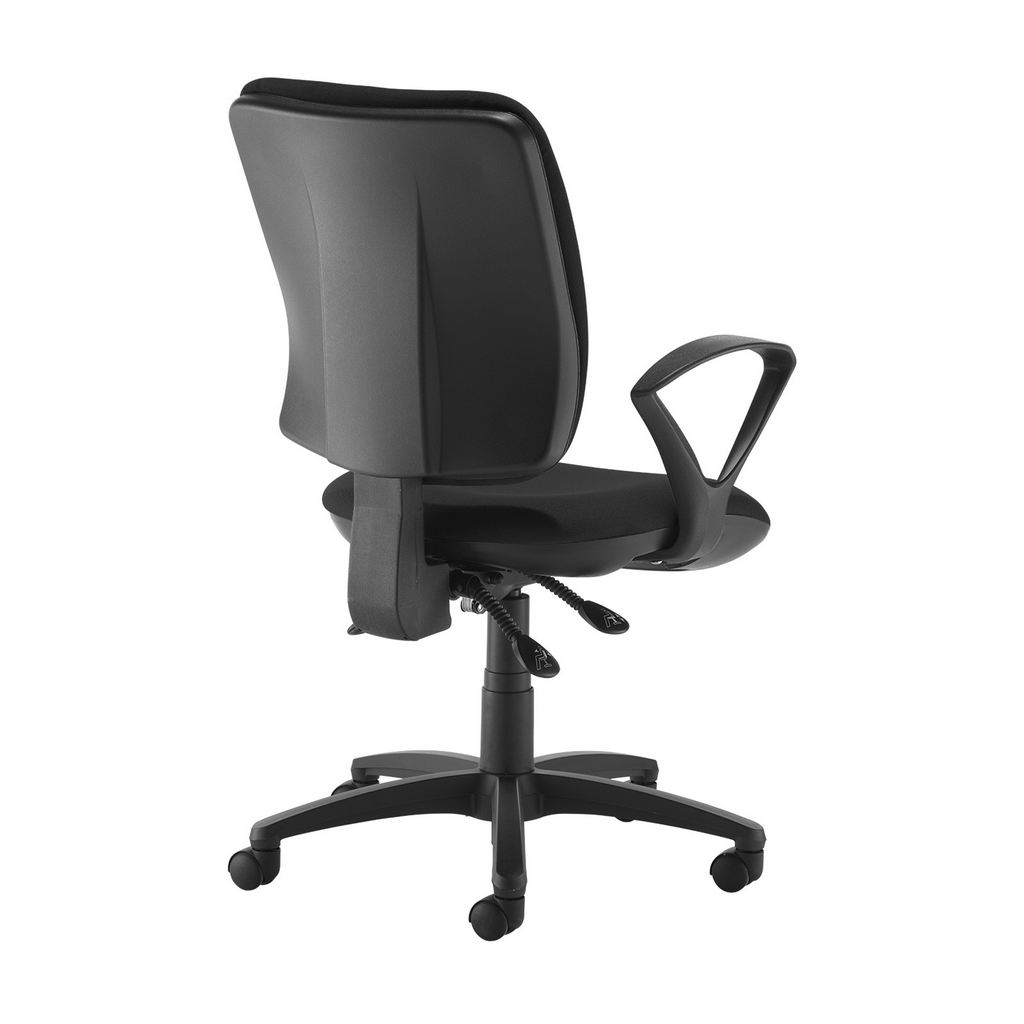 Picture of Senza High fabric back operator chair with fixed arms - black