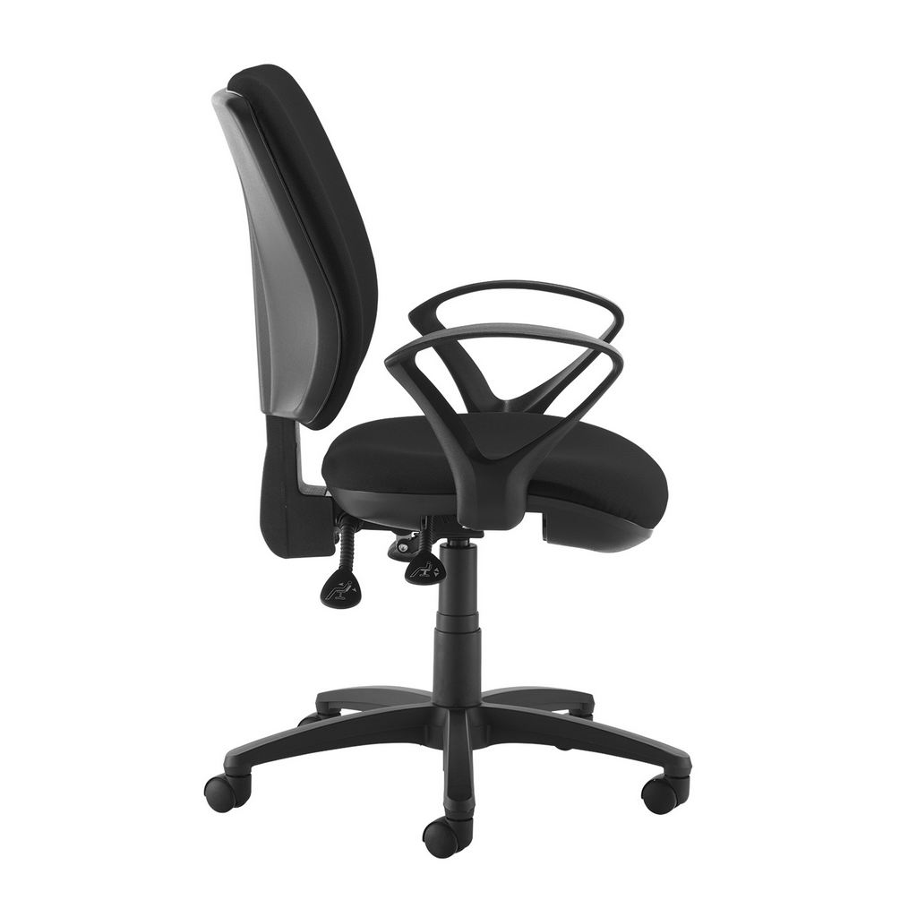 Picture of Senza high back operator chair with fixed arms - black