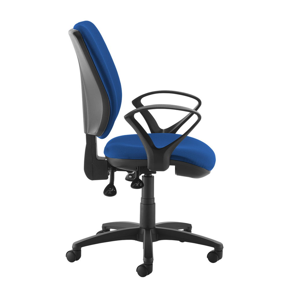 Picture of Senza high back operator chair with fixed arms - blue