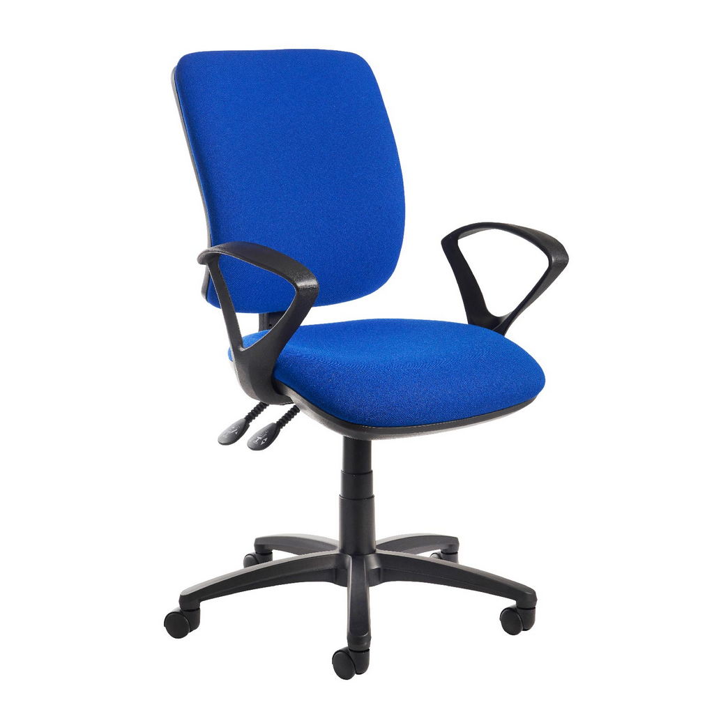 Picture of Senza high back operator chair with fixed arms - blue