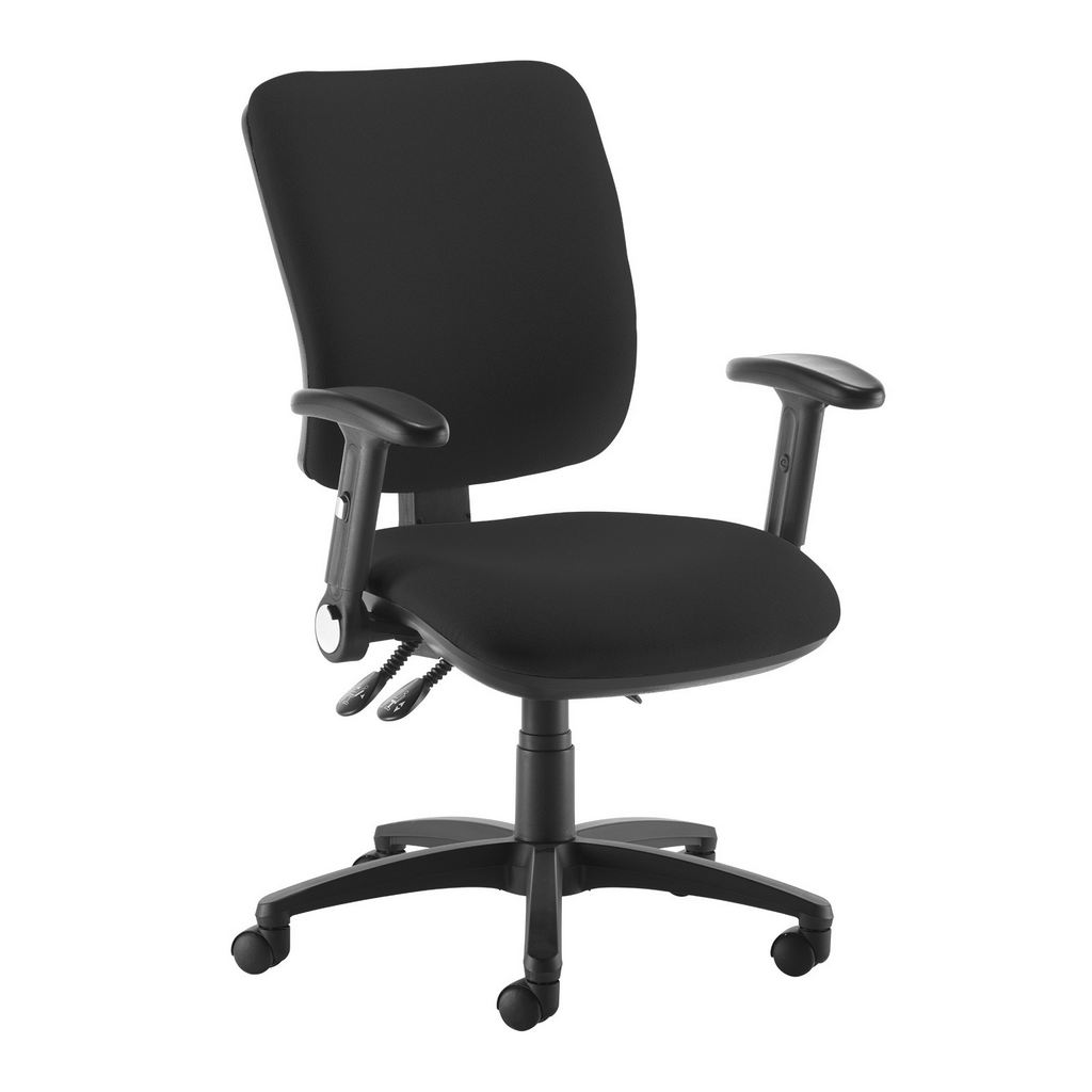Picture of Senza High fabric back operator chair with folding arms - black