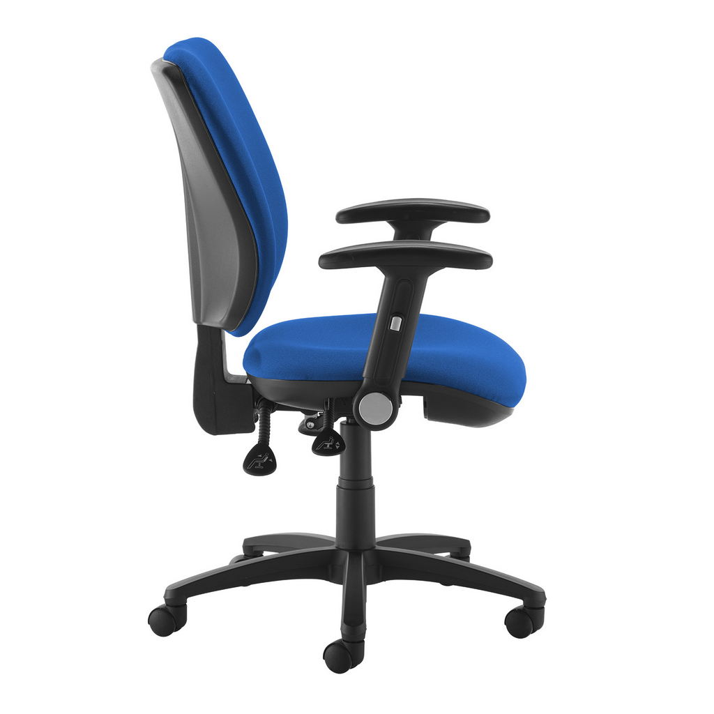 Picture of Senza High fabric back operator chair with folding arms - blue