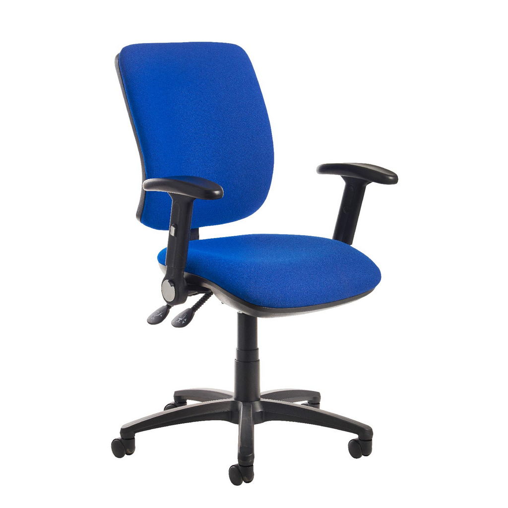 Picture of Senza high back operator chair with folding arms - blue