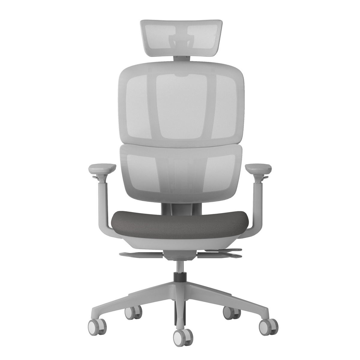 Picture of Shelby grey mesh back operator chair with headrest and grey fabric seat