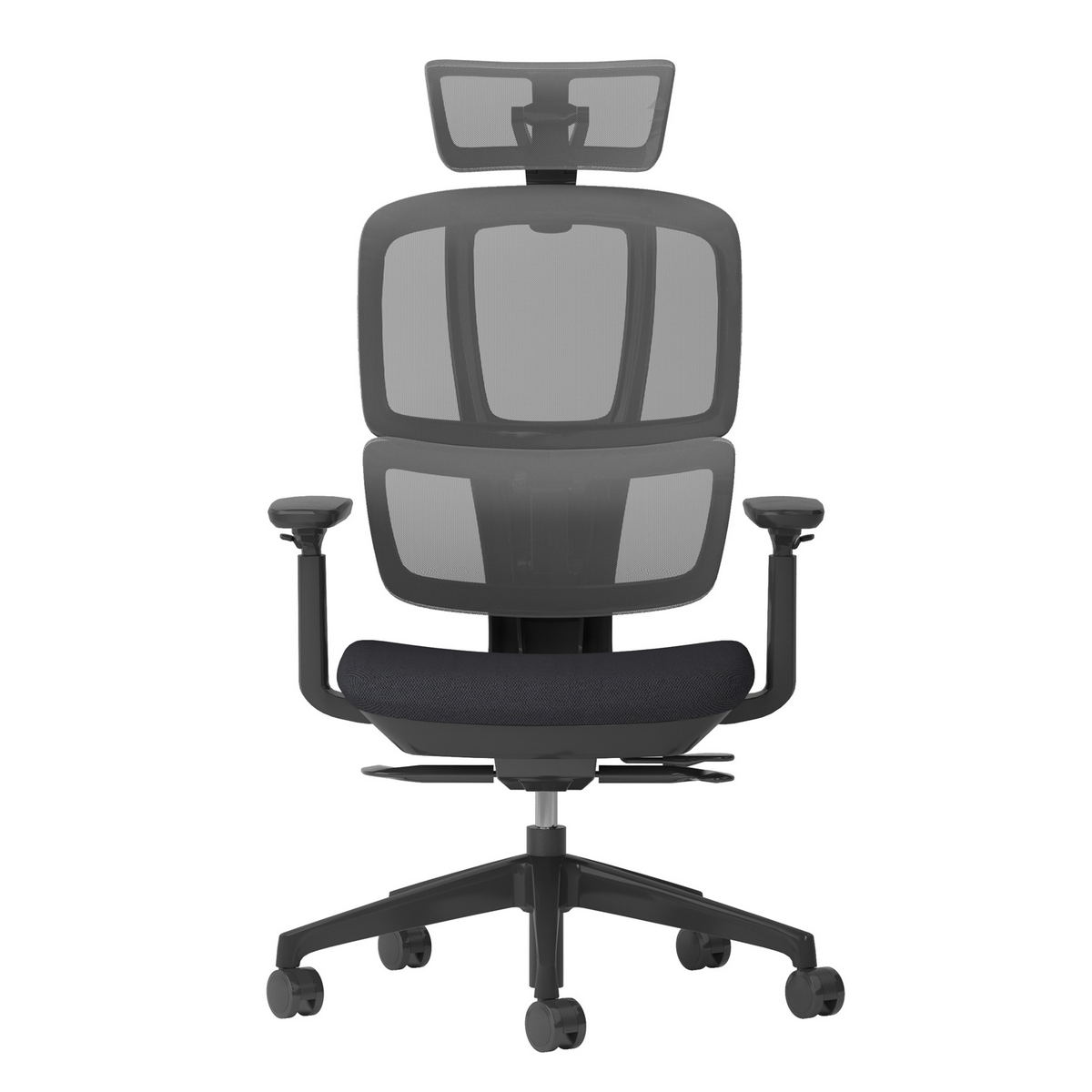 Picture of Shelby black mesh back operator chair with headrest and black fabric seat