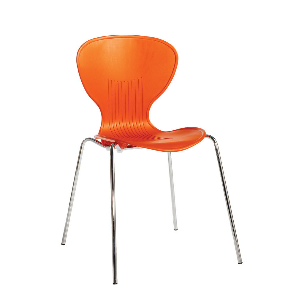 Picture of Sienna one piece shell chair with chrome legs (pack of 4) - orange