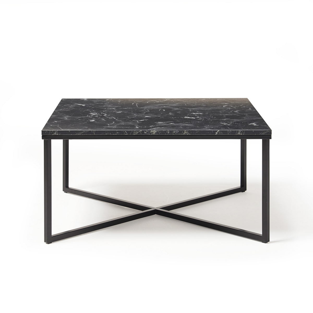 Picture of Siena large square coffee table with a black steel frame and Lotus wood top