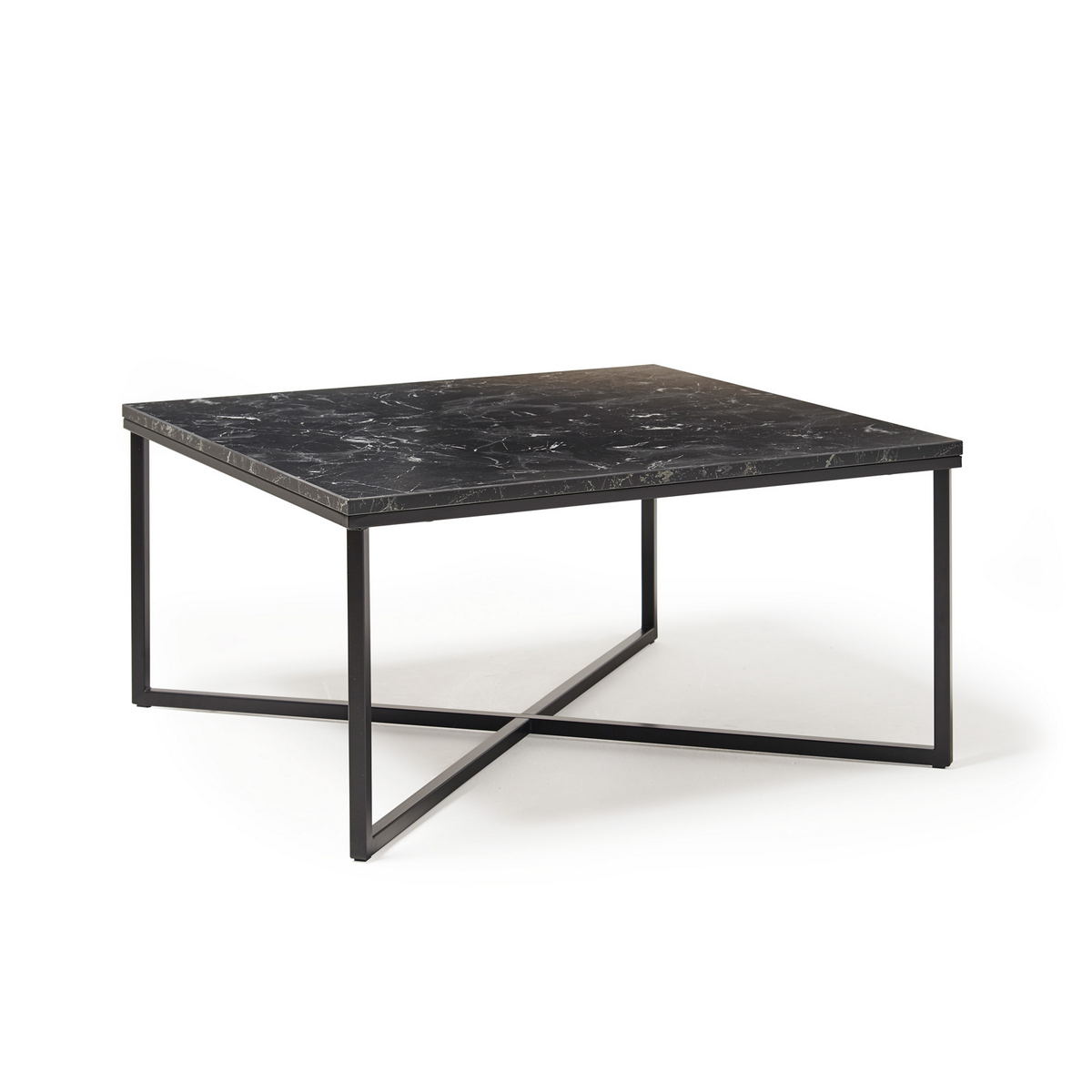 Picture of Siena large square coffee table with a black steel frame and Lotus wood top