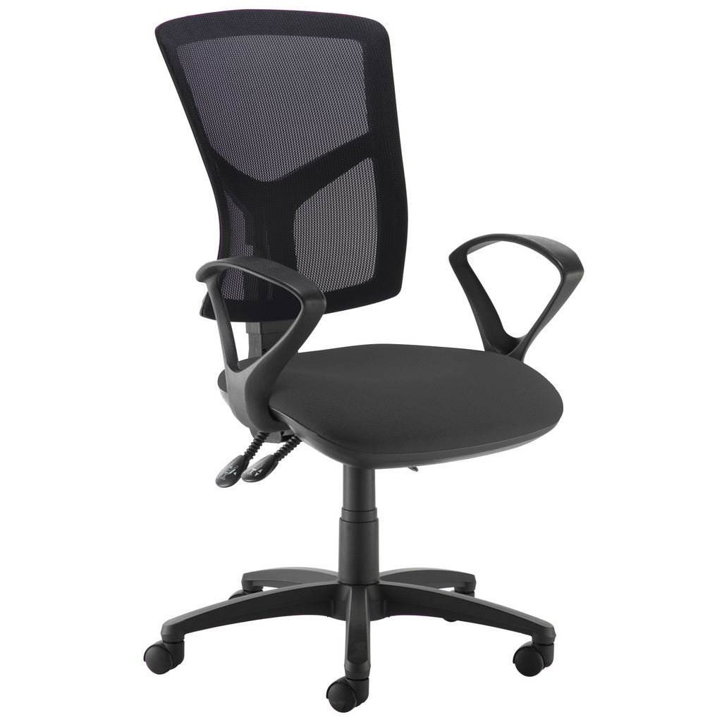 Picture of Senza high mesh back operator chair with fixed arms - black