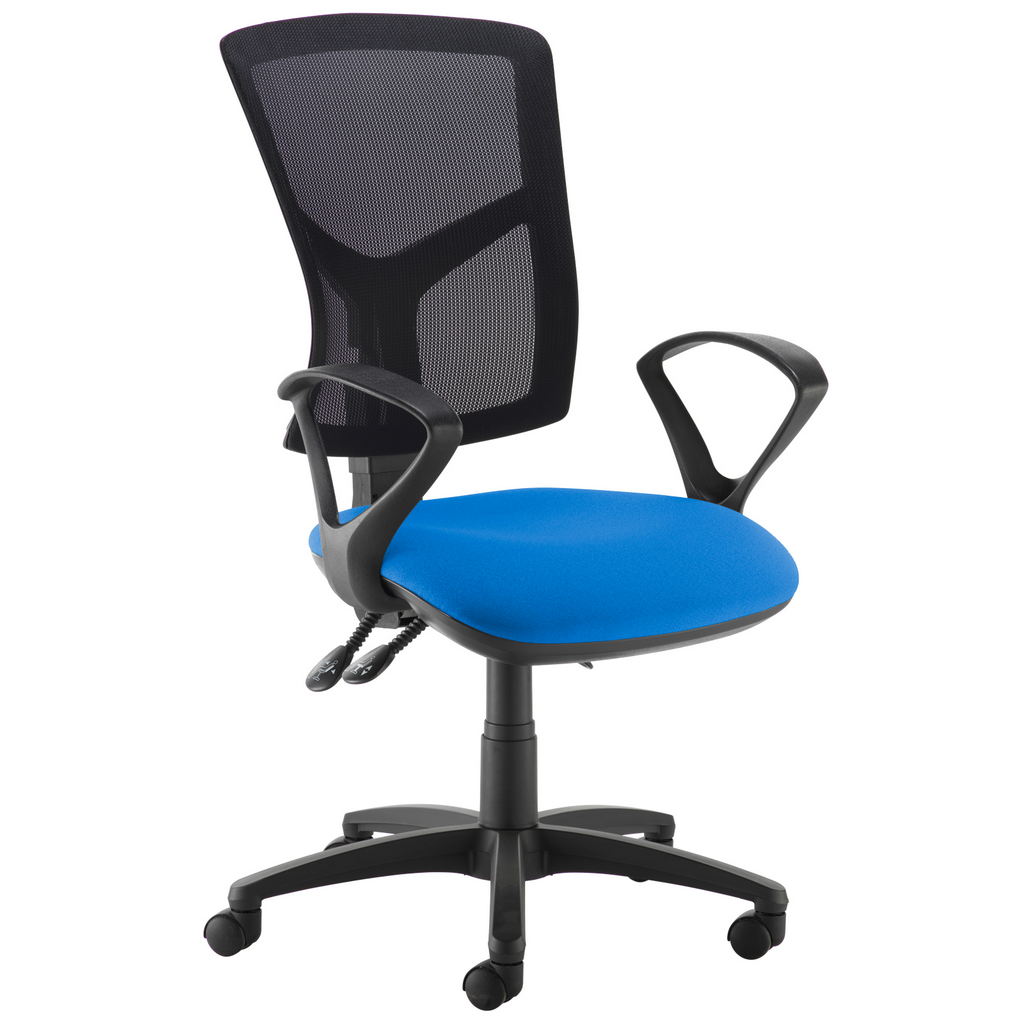 Picture of Senza high mesh back operator chair with fixed arms - blue
