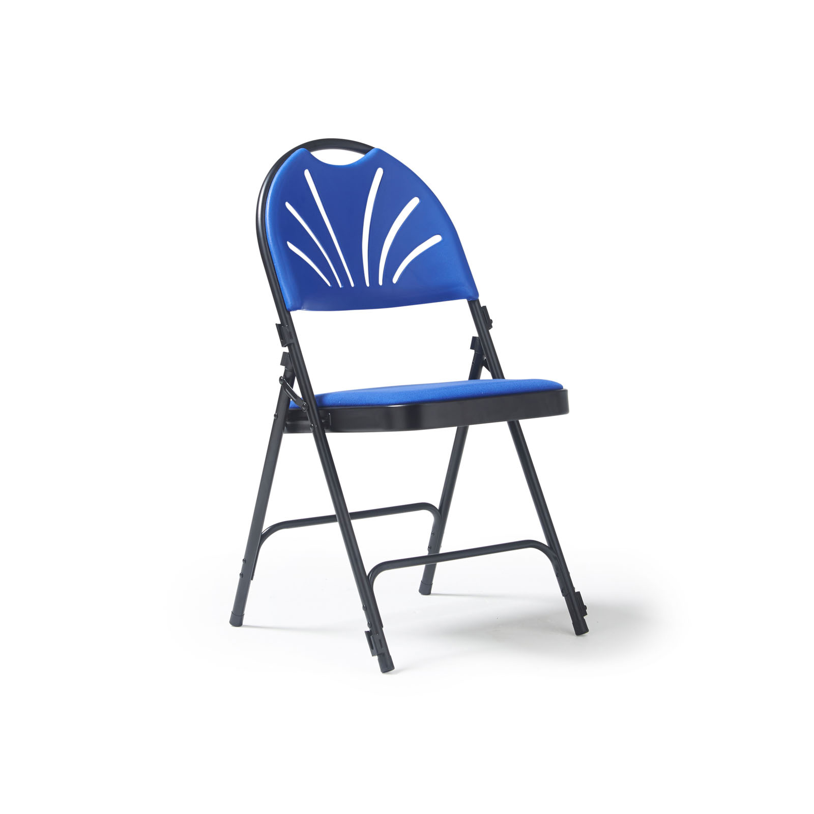Picture of Spira steel folding chair with blue fabric seat and matching back - 4 Units per box
