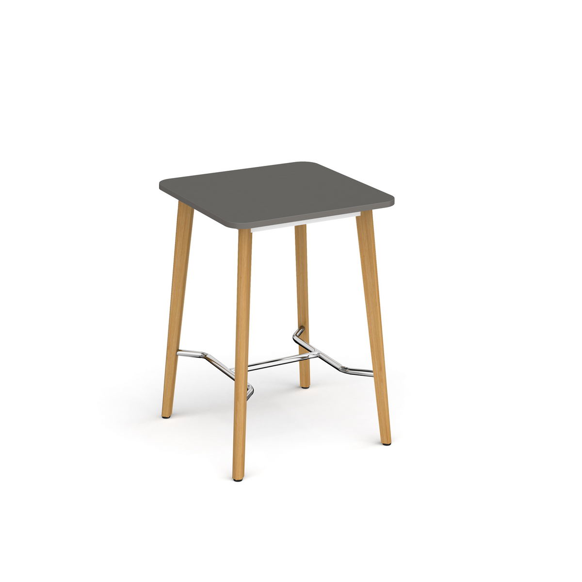 Picture of Saxon square poseur worktable with 4 oak legs 800mm - onyx grey