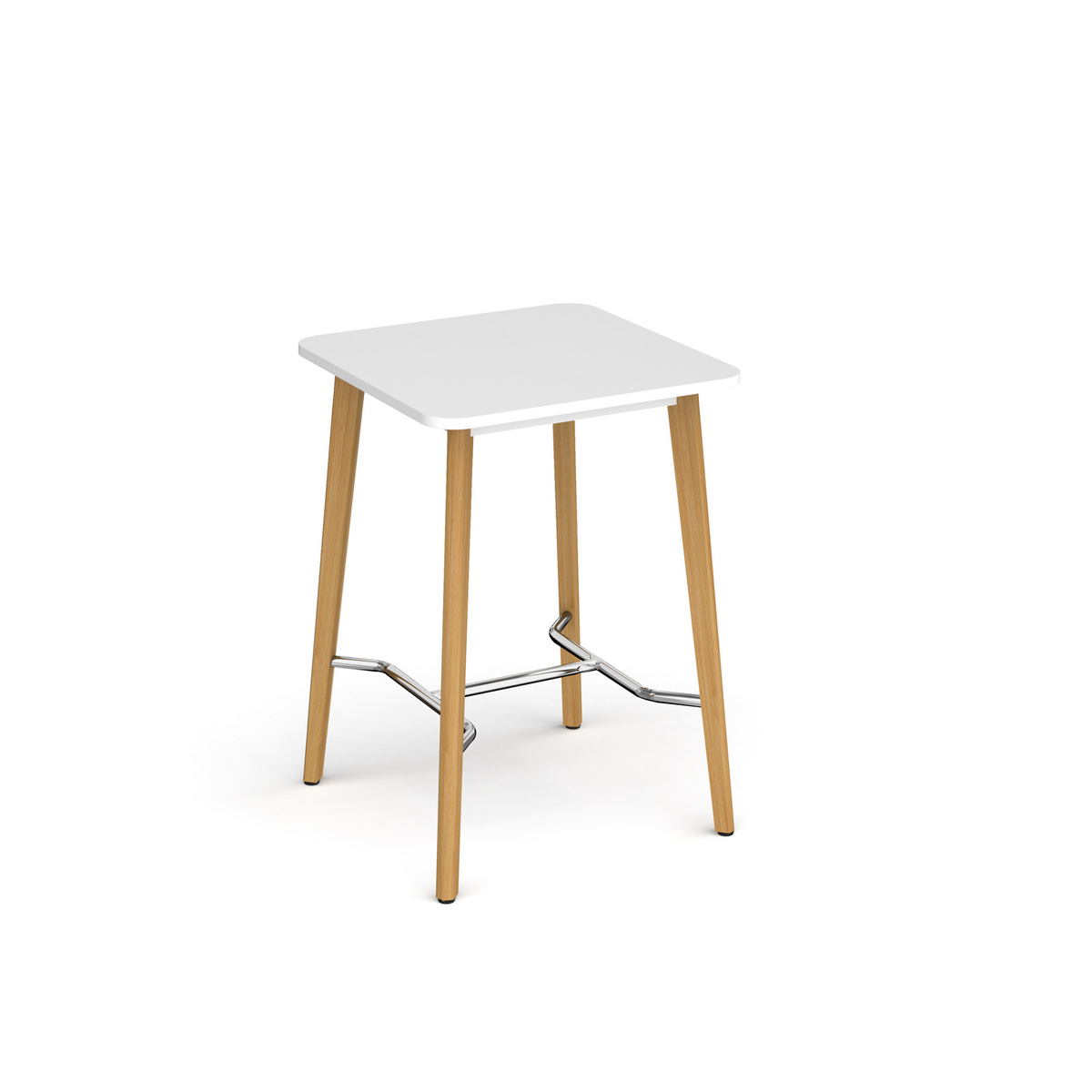 Picture of Saxon square poseur worktable with 4 oak legs 800mm - white