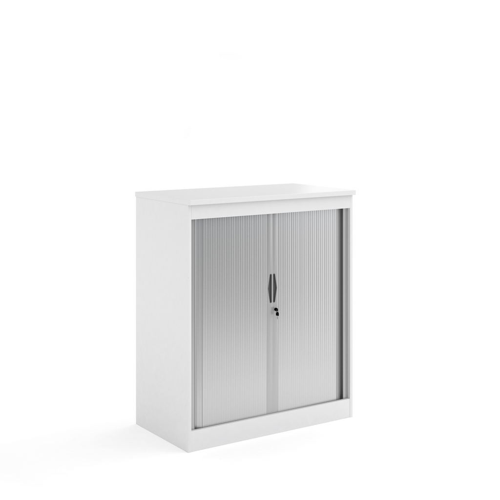 Picture of Systems horizontal tambour door cupboard 1200mm high - white