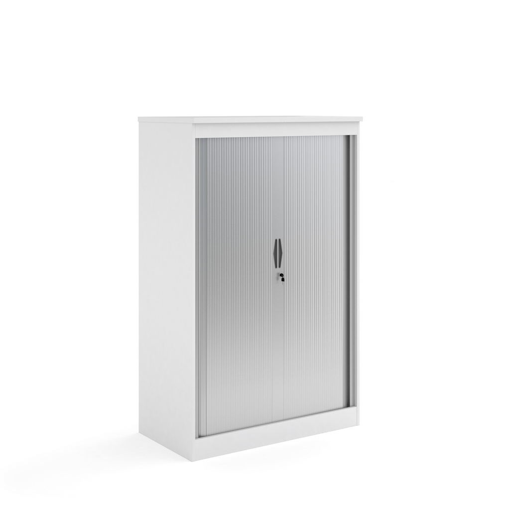 Picture of Systems horizontal tambour door cupboard 1600mm high - white
