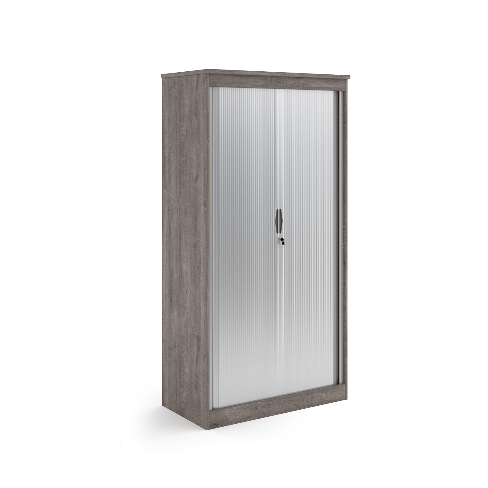 Picture of Systems horizontal tambour door cupboard 2000mm high - Grey Oak