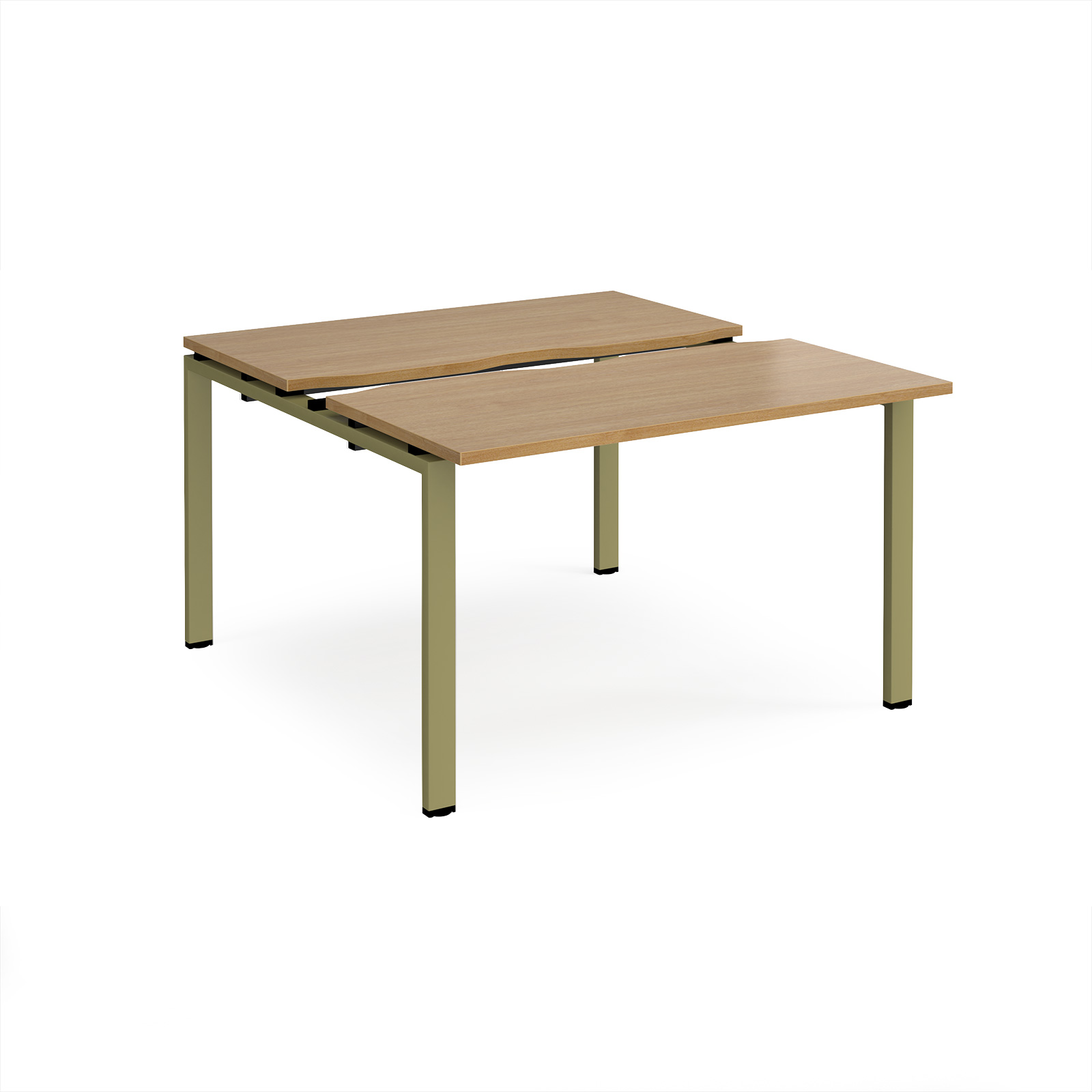 Picture of Adapt sliding top back to back desks 1200mm x 1200mm - green frame, Oak Top