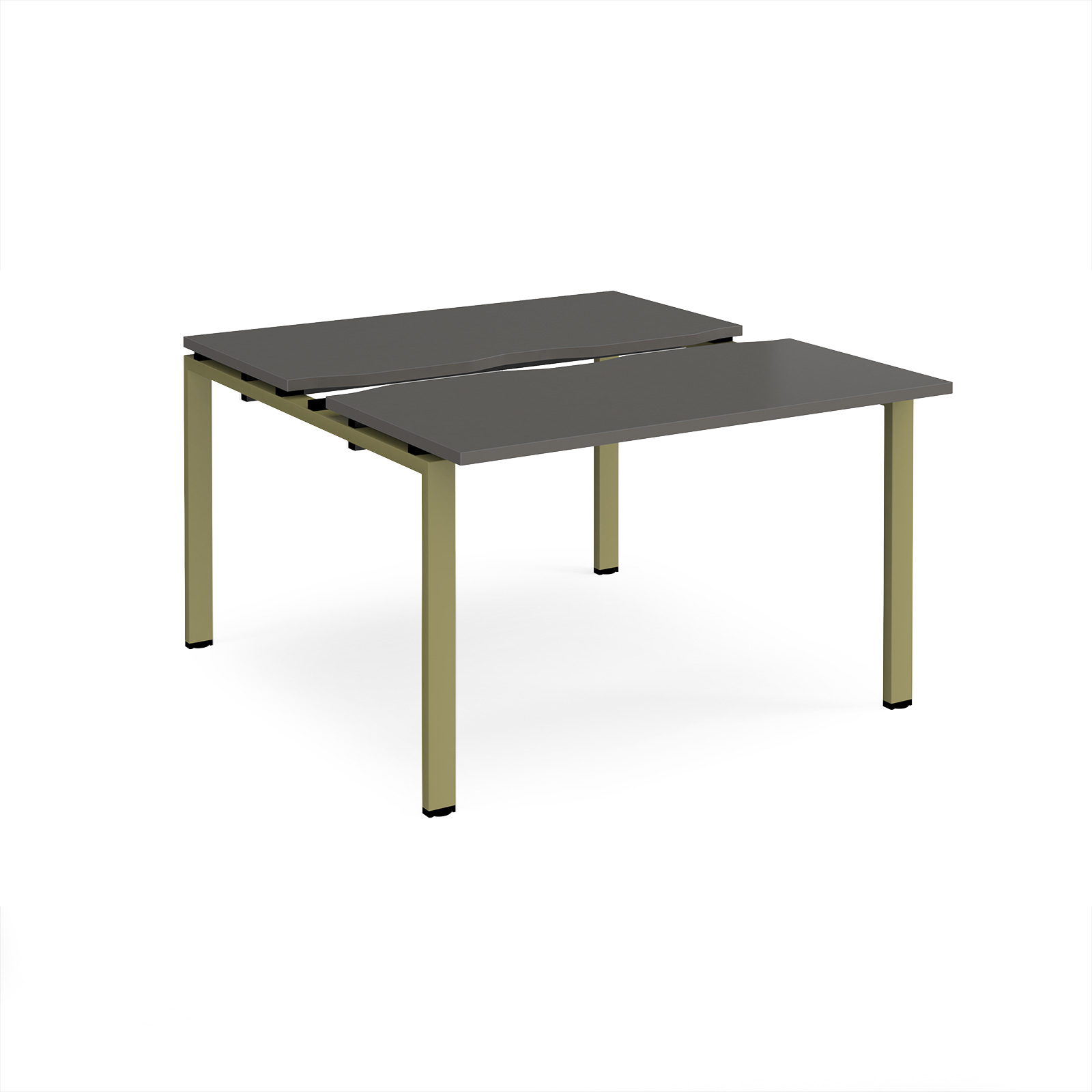 Picture of Adapt sliding top back to back desks 1200mm x 1200mm - green frame, storm grey top