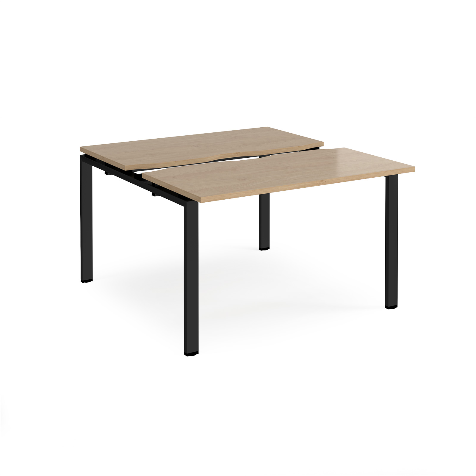 Picture of Adapt sliding top back to back desks 1200mm x 1200mm - black frame, Kendal Oak Top