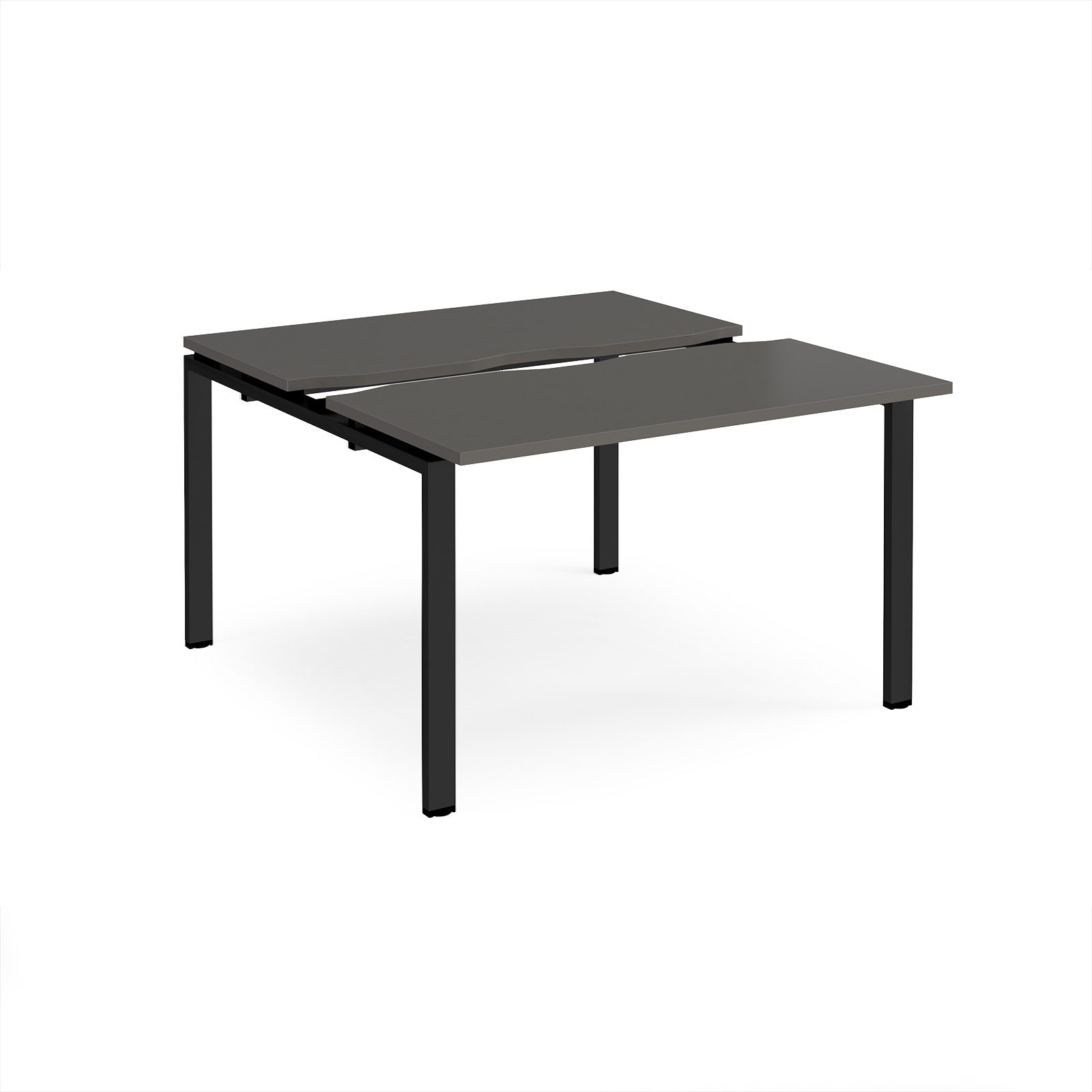 Picture of Adapt sliding top back to back desks 1200mm x 1200mm - black frame, storm grey top