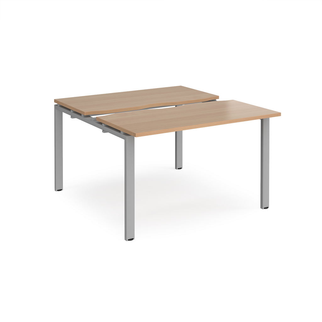 Picture of Adapt sliding top back to back desks 1200mm x 1200mm - silver frame, beech top