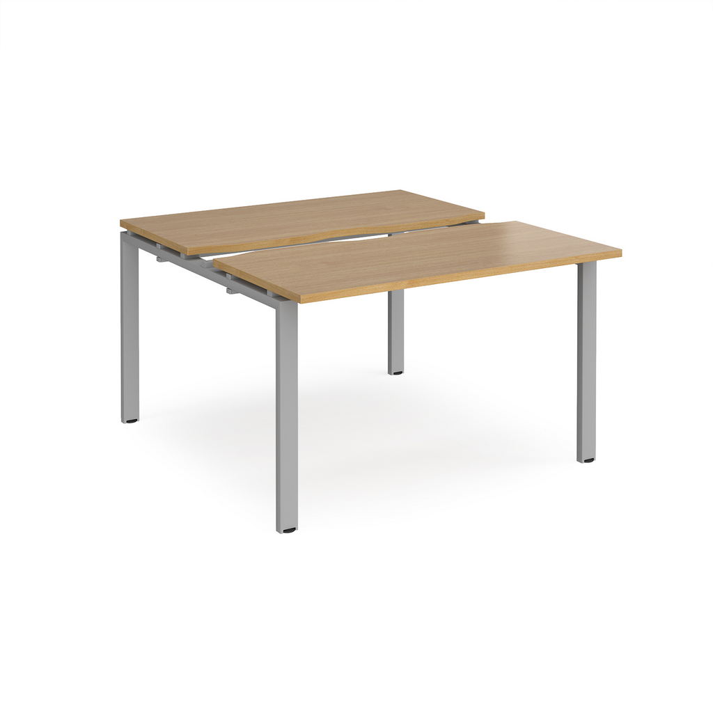 Picture of Adapt sliding top back to back desks 1200mm x 1200mm - silver frame, oak top