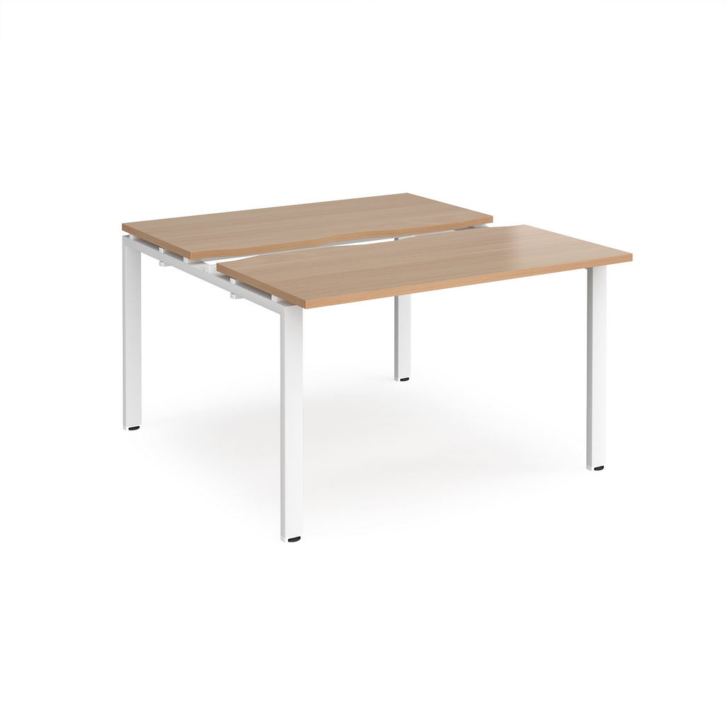 Picture of Adapt sliding top back to back desks 1200mm x 1200mm - white frame, beech top