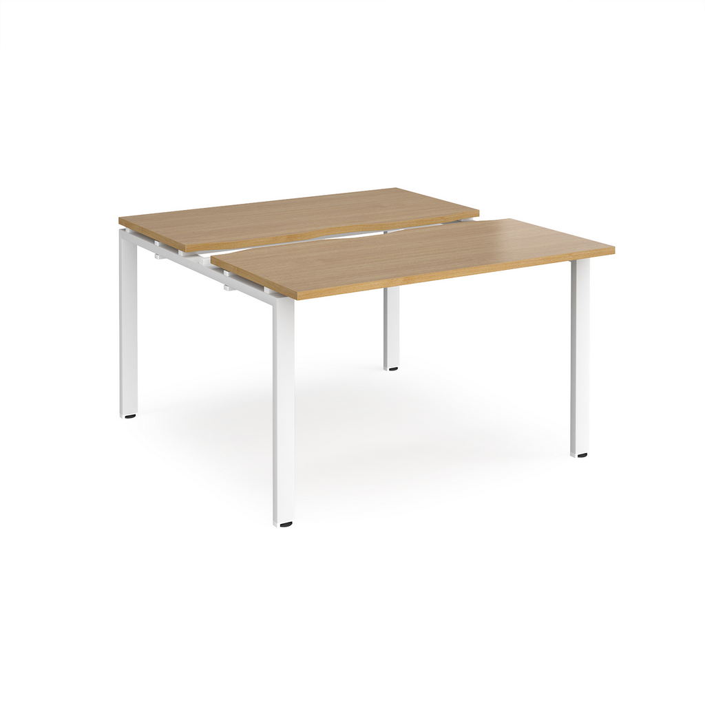 Picture of Adapt sliding top back to back desks 1200mm x 1200mm - white frame, oak top