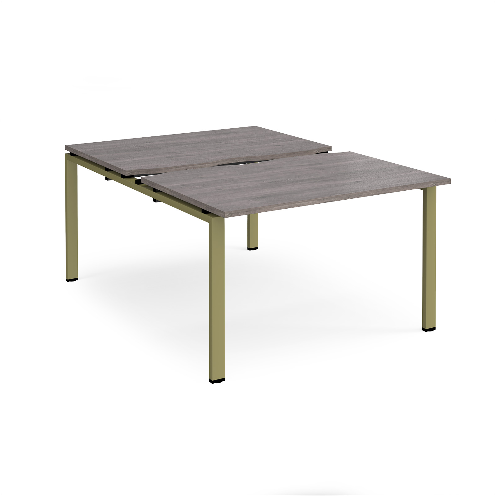 Picture of Adapt sliding top back to back desks 1200mm x 1600mm - green frame, Grey Oak Top