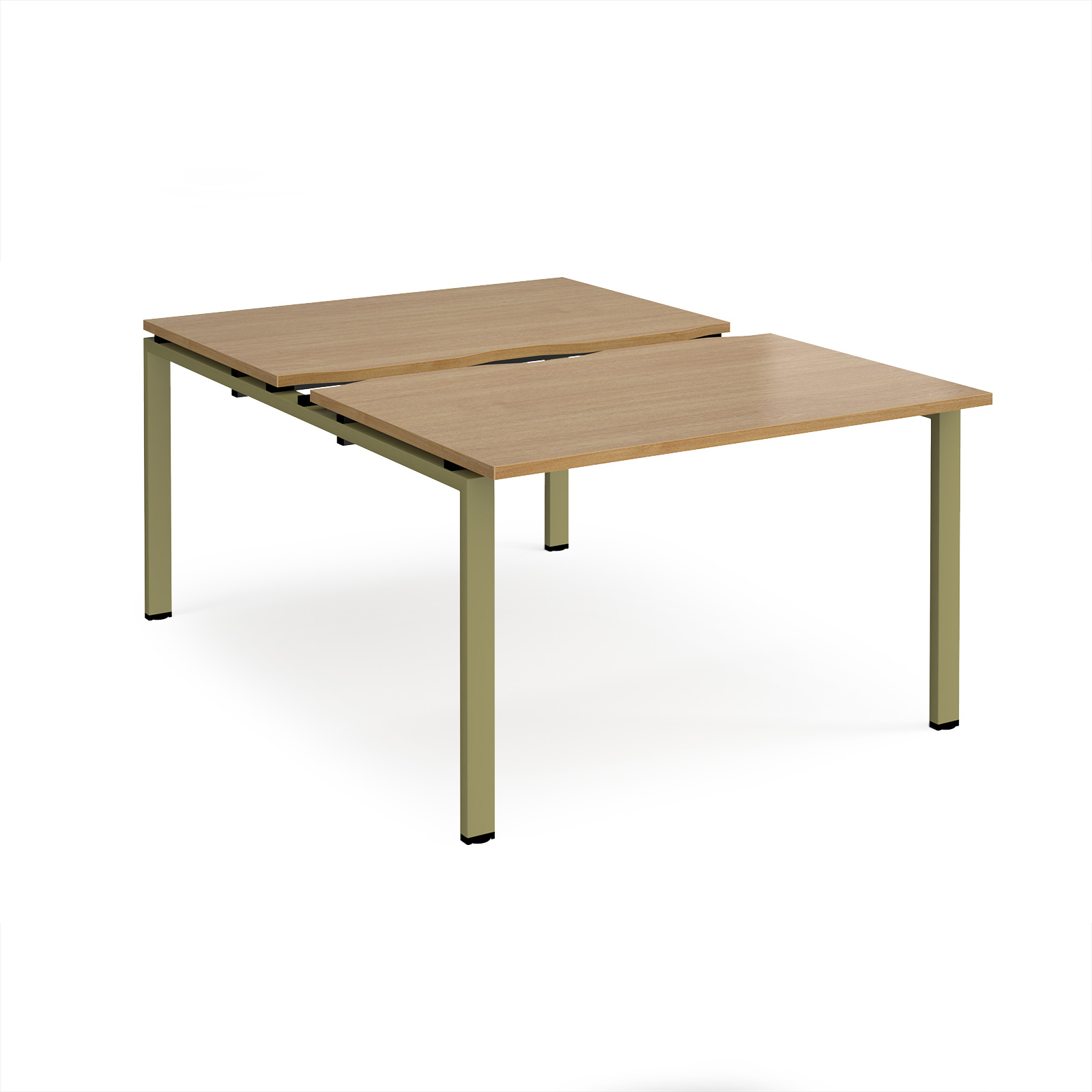 Picture of Adapt sliding top back to back desks 1200mm x 1600mm - green frame, Oak Top