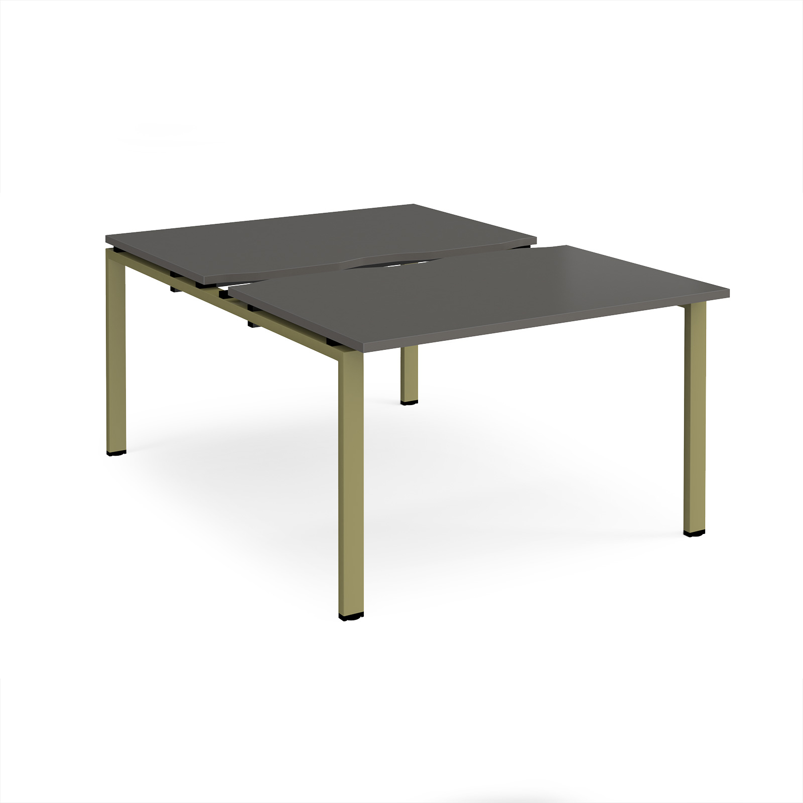 Picture of Adapt sliding top back to back desks 1200mm x 1600mm - green frame, storm grey top
