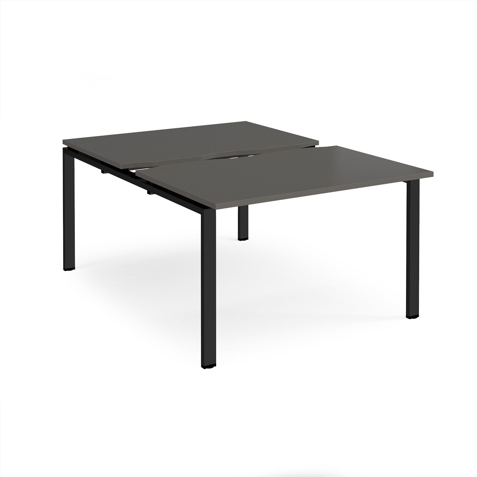 Picture of Adapt sliding top back to back desks 1200mm x 1600mm - black frame, storm grey top