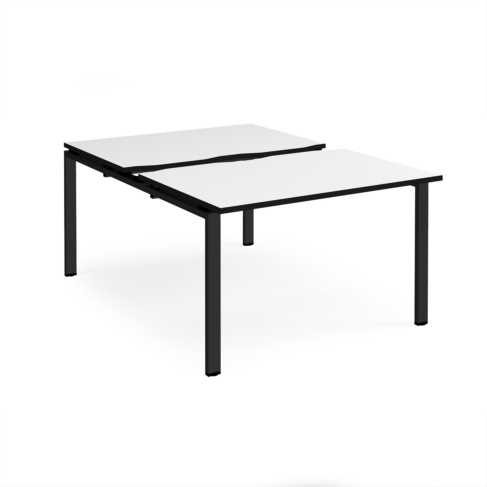 Picture of Adapt sliding top back to back desks 1200mm x 1600mm - black frame, White Top, black edge