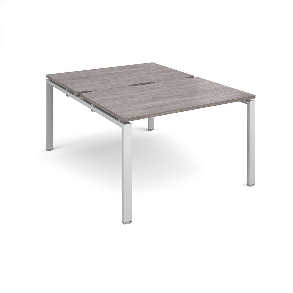 Picture of Adapt sliding top back to back desks 1200mm x 1600mm - silver frame, grey oak top