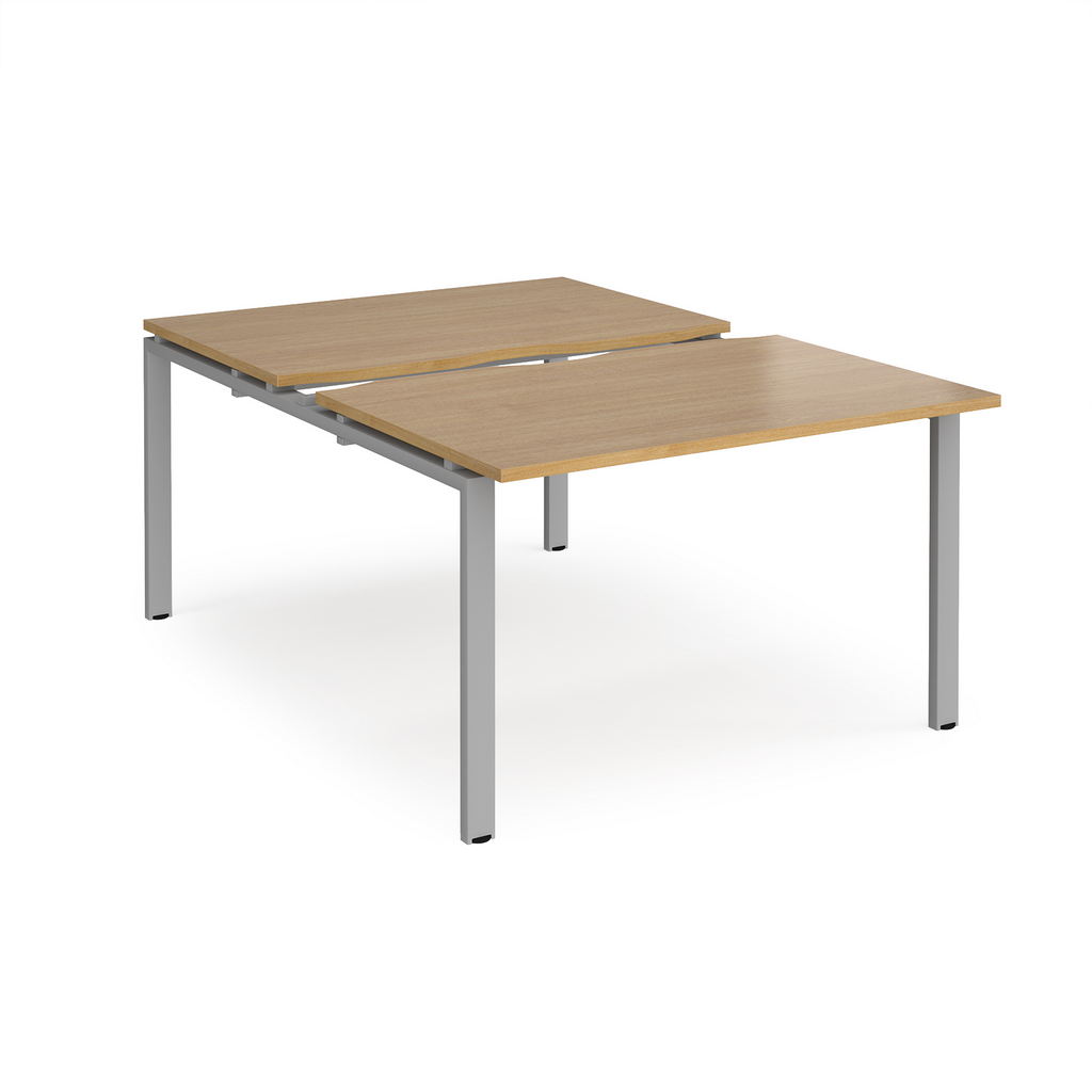 Picture of Adapt sliding top back to back desks 1200mm x 1600mm - silver frame, oak top