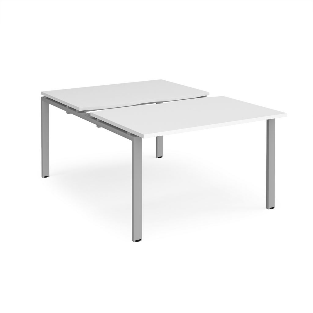 Picture of Adapt sliding top back to back desks 1200mm x 1600mm - silver frame, white top