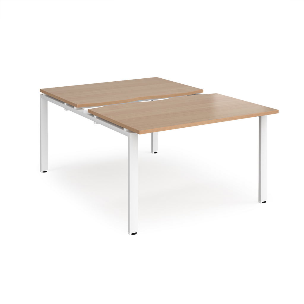 Picture of Adapt sliding top back to back desks 1200mm x 1600mm - white frame, beech top