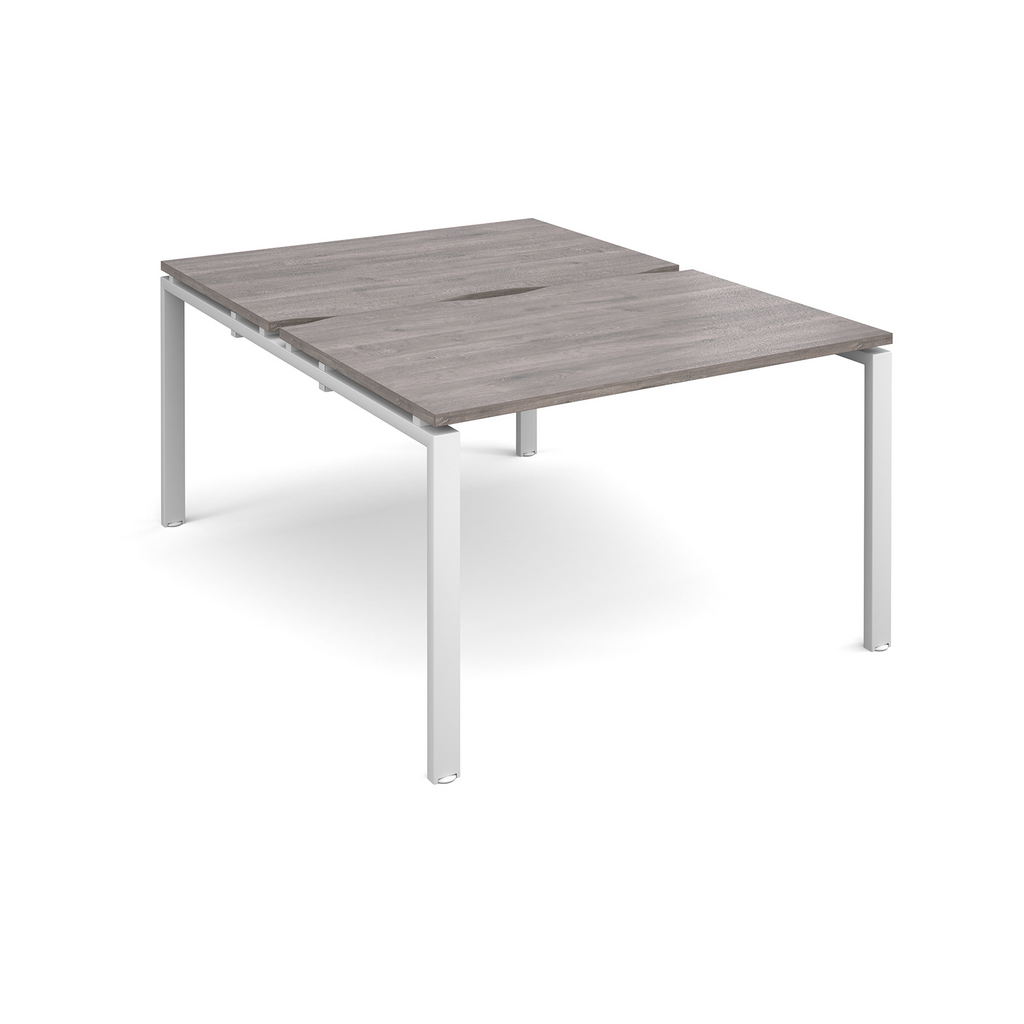 Picture of Adapt sliding top back to back desks 1200mm x 1600mm - white frame, grey oak top