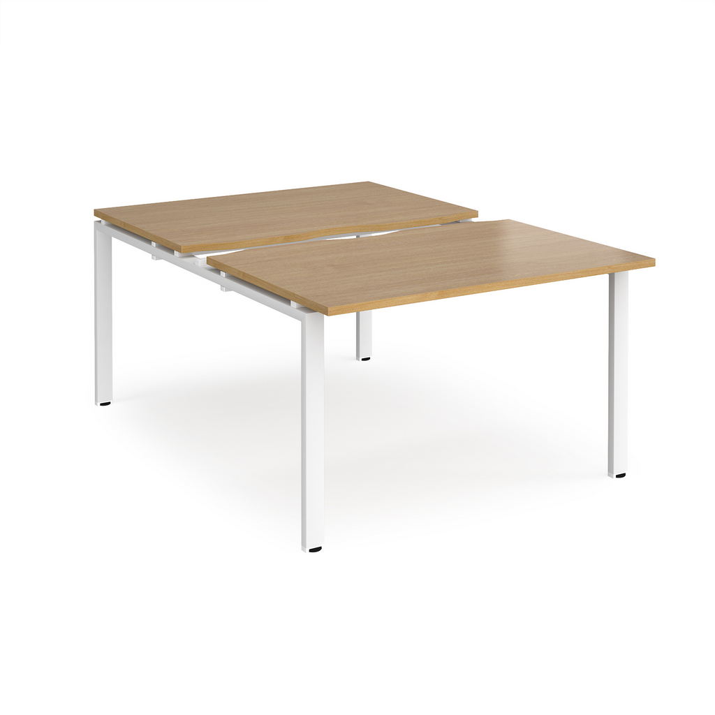 Picture of Adapt sliding top back to back desks 1200mm x 1600mm - white frame, oak top