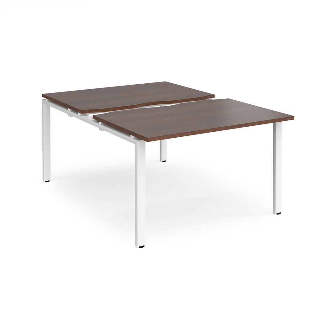 Picture of Adapt sliding top back to back desks 1200mm x 1600mm - white frame, walnut top