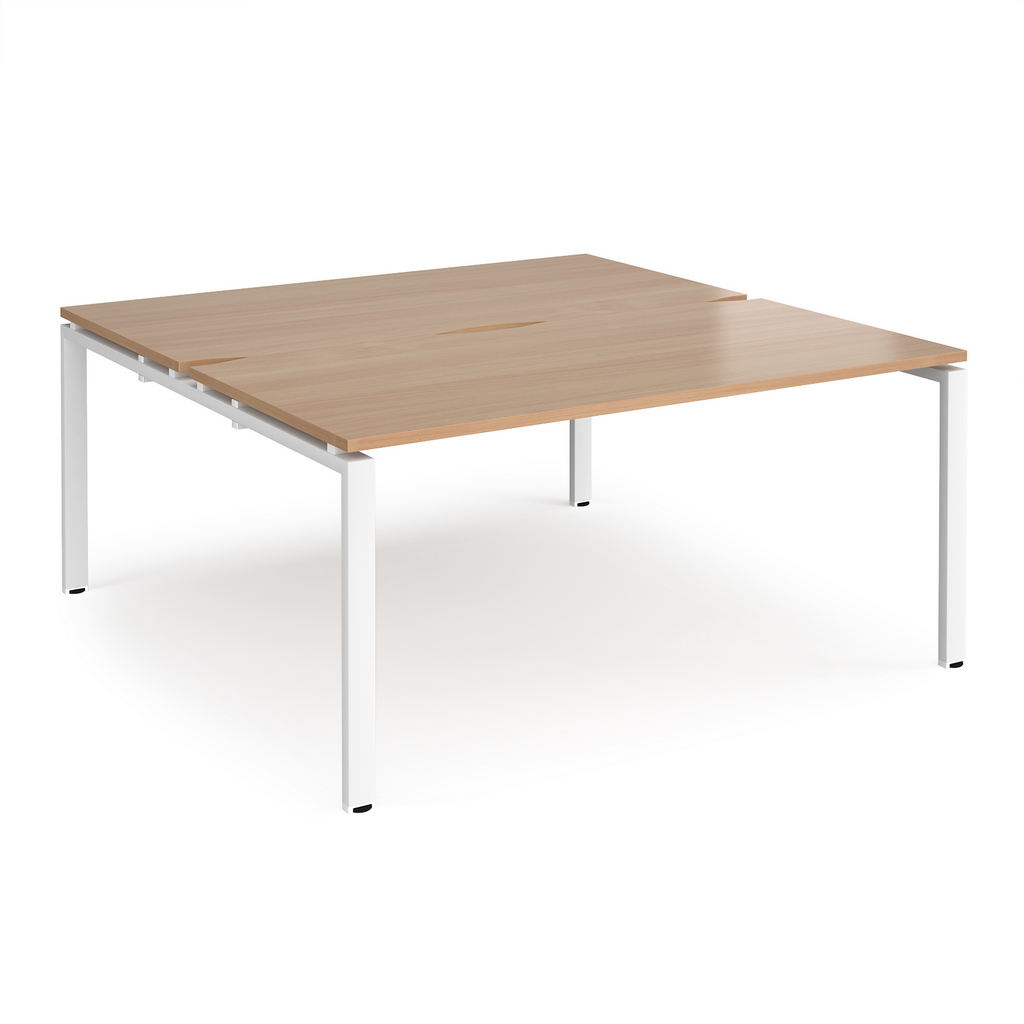 Picture of Adapt sliding top back to back desks 1600mm x 1200mm - white frame, beech top