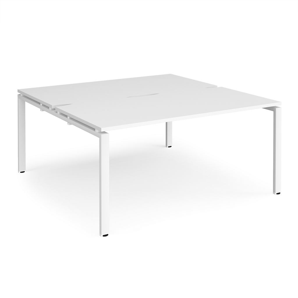 Picture of Adapt sliding top back to back desks 1600mm x 1200mm - white frame, white top