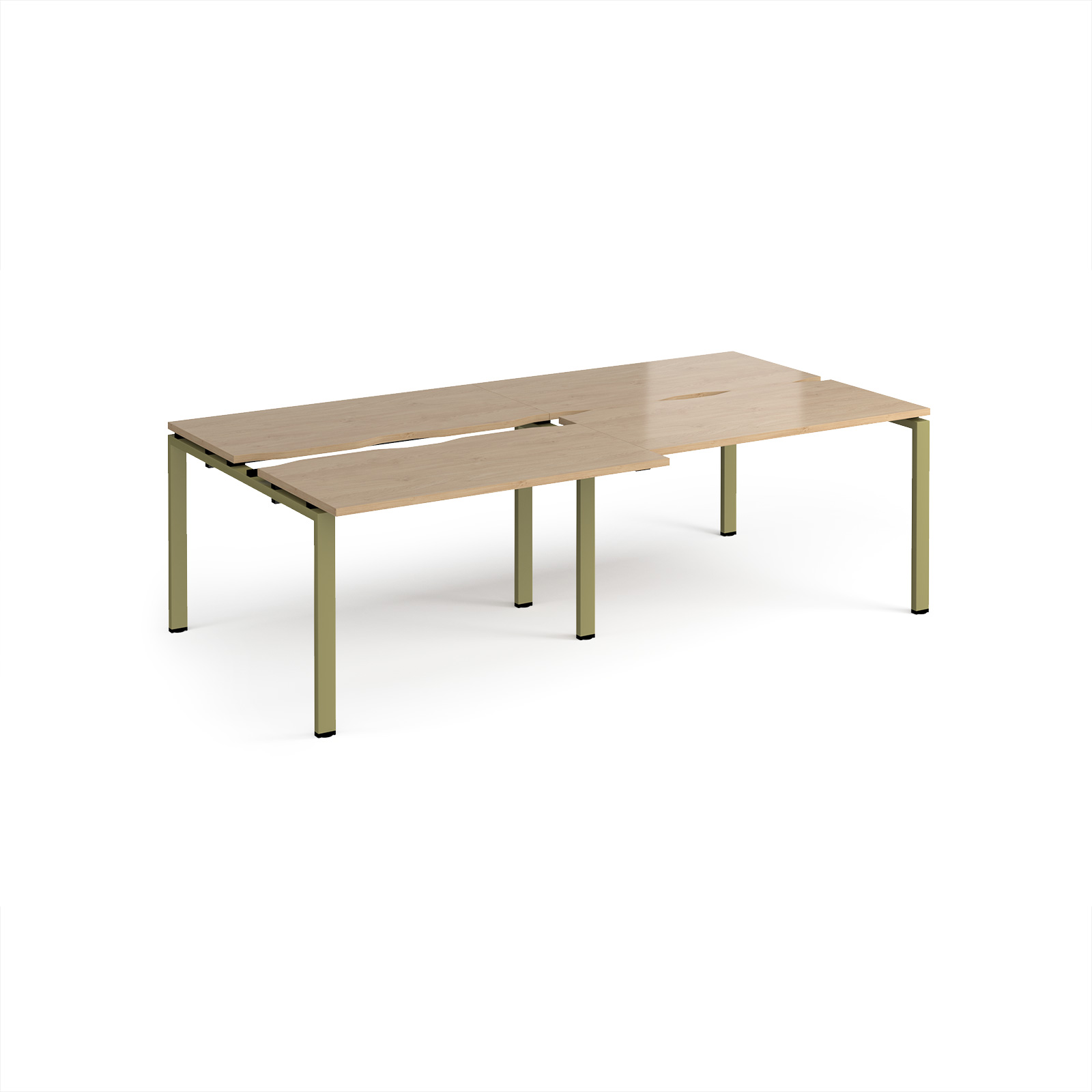 Picture of Adapt sliding top double back to back desks 2400mm x 1200mm - green frame, Kendal Oak Top