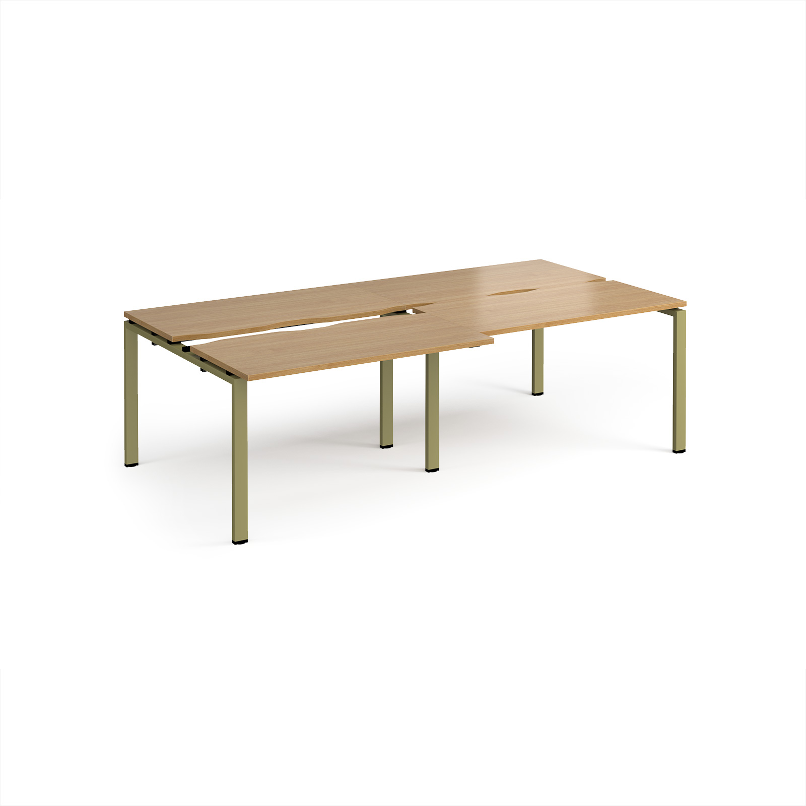 Picture of Adapt sliding top double back to back desks 2400mm x 1200mm - green frame, Oak Top
