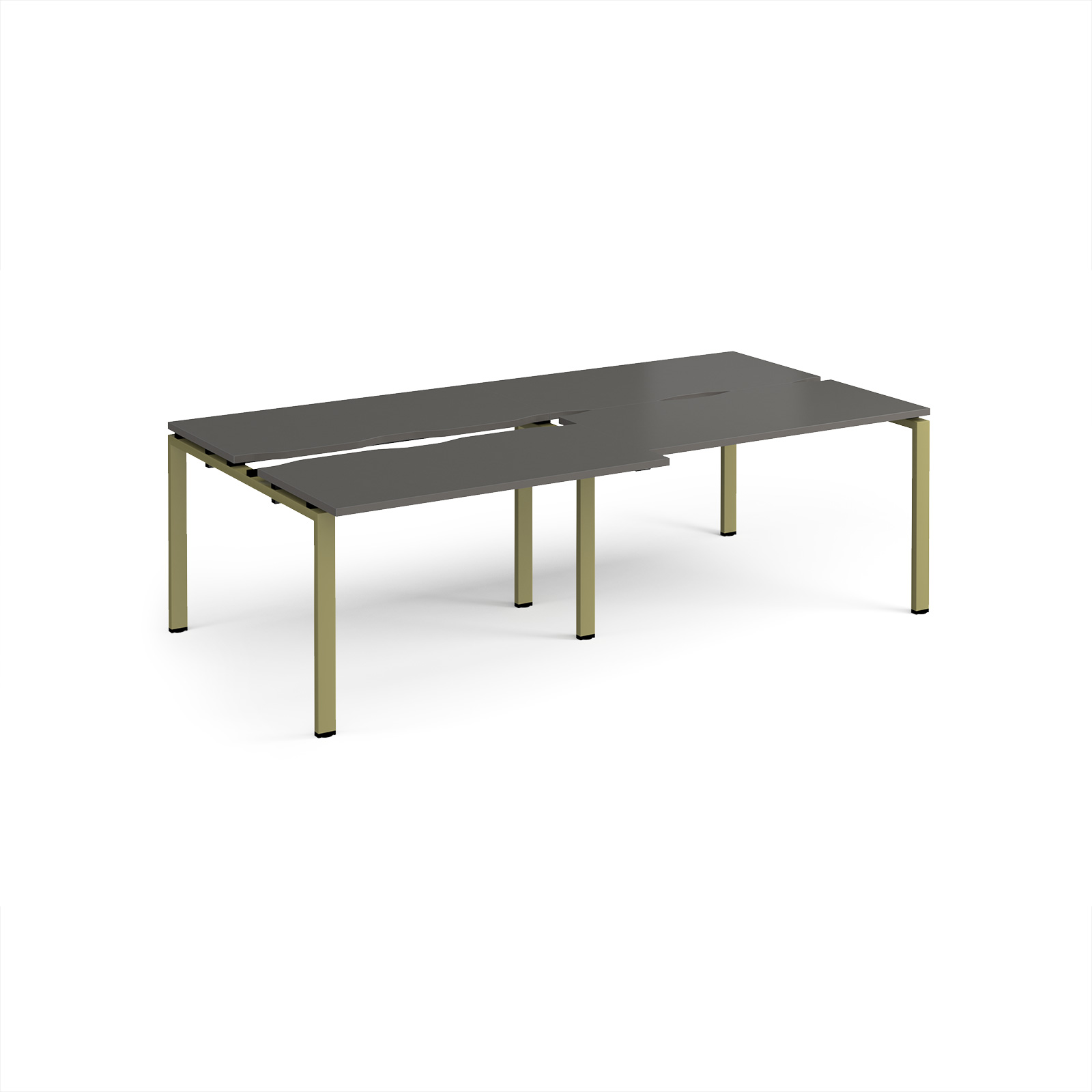 Picture of Adapt sliding top double back to back desks 2400mm x 1200mm - green frame, storm grey top
