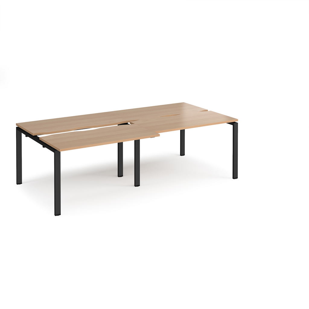 Picture of Adapt sliding top double back to back desks 2400mm x 1200mm - black frame, beech top