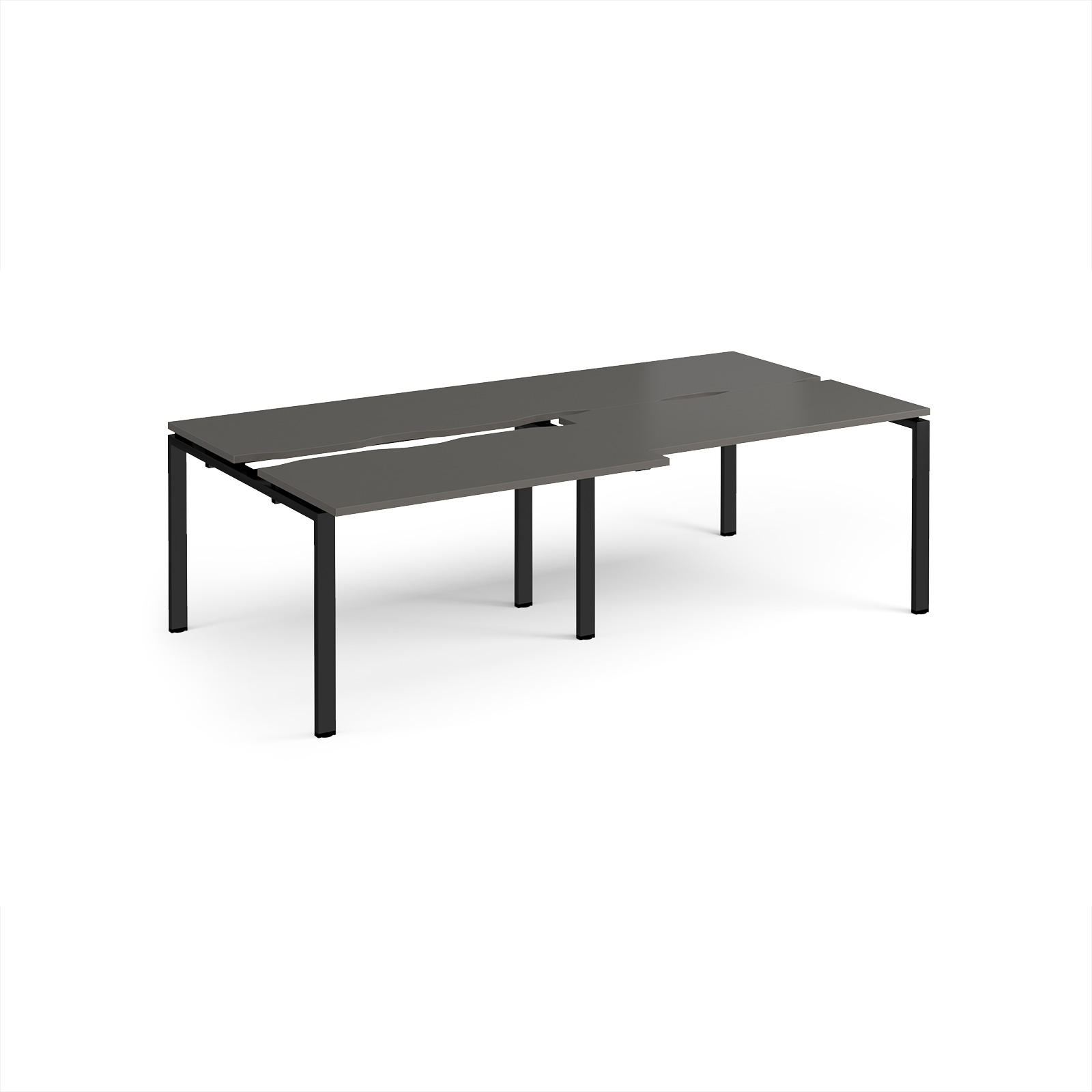Picture of Adapt sliding top double back to back desks 2400mm x 1200mm - black frame, storm grey top