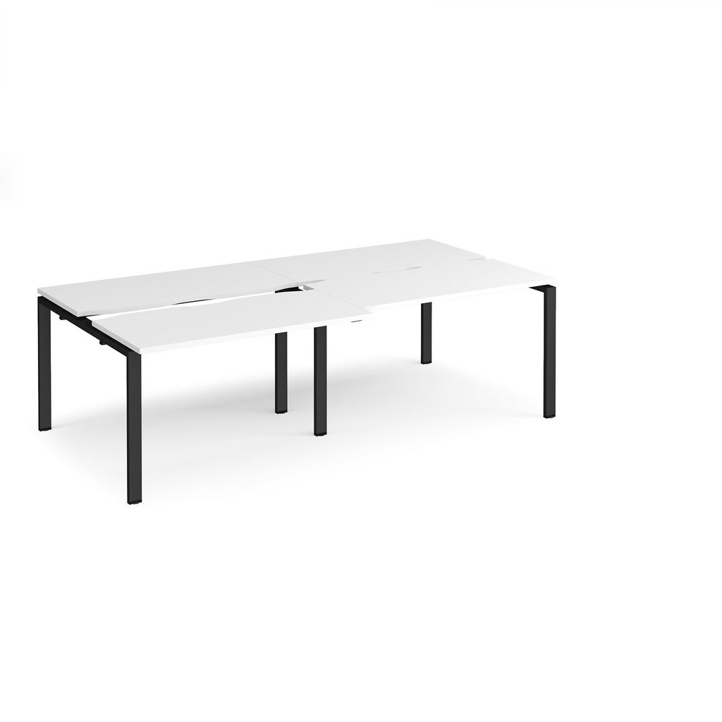 Picture of Adapt sliding top double back to back desks 2400mm x 1200mm - black frame, white top