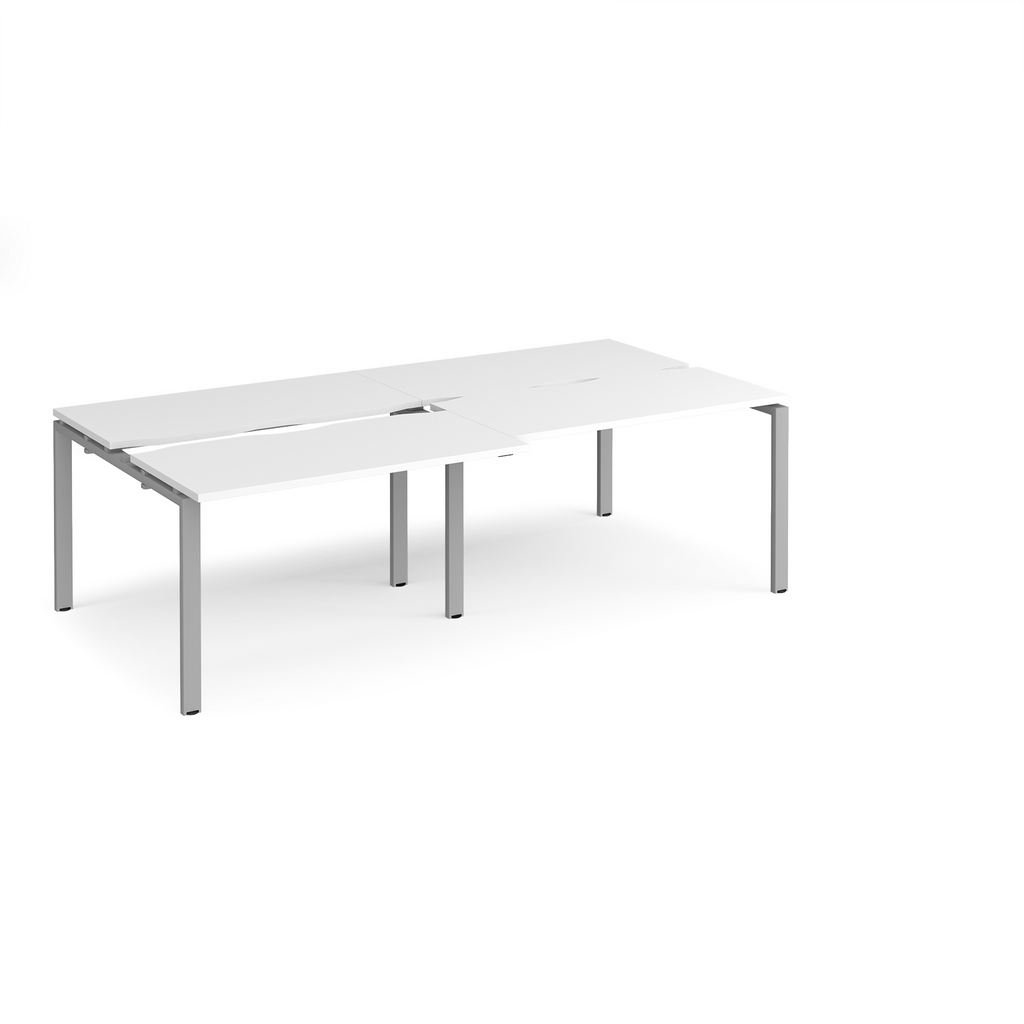 Picture of Adapt sliding top double back to back desks 2400mm x 1200mm - silver frame, white top