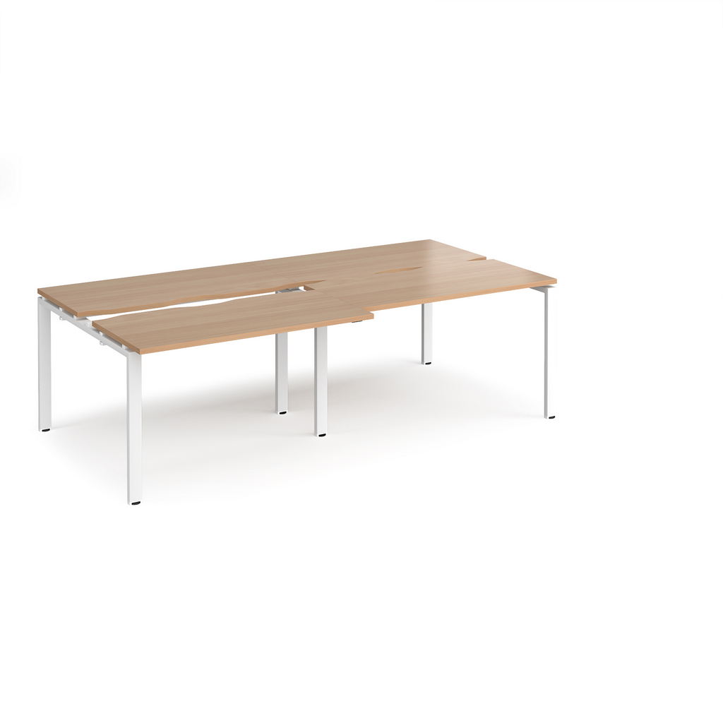 Picture of Adapt sliding top double back to back desks 2400mm x 1200mm - white frame, beech top